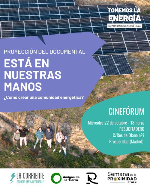 Está en nuestras manos: "proyección documental sobre Comunidades Energéticas"